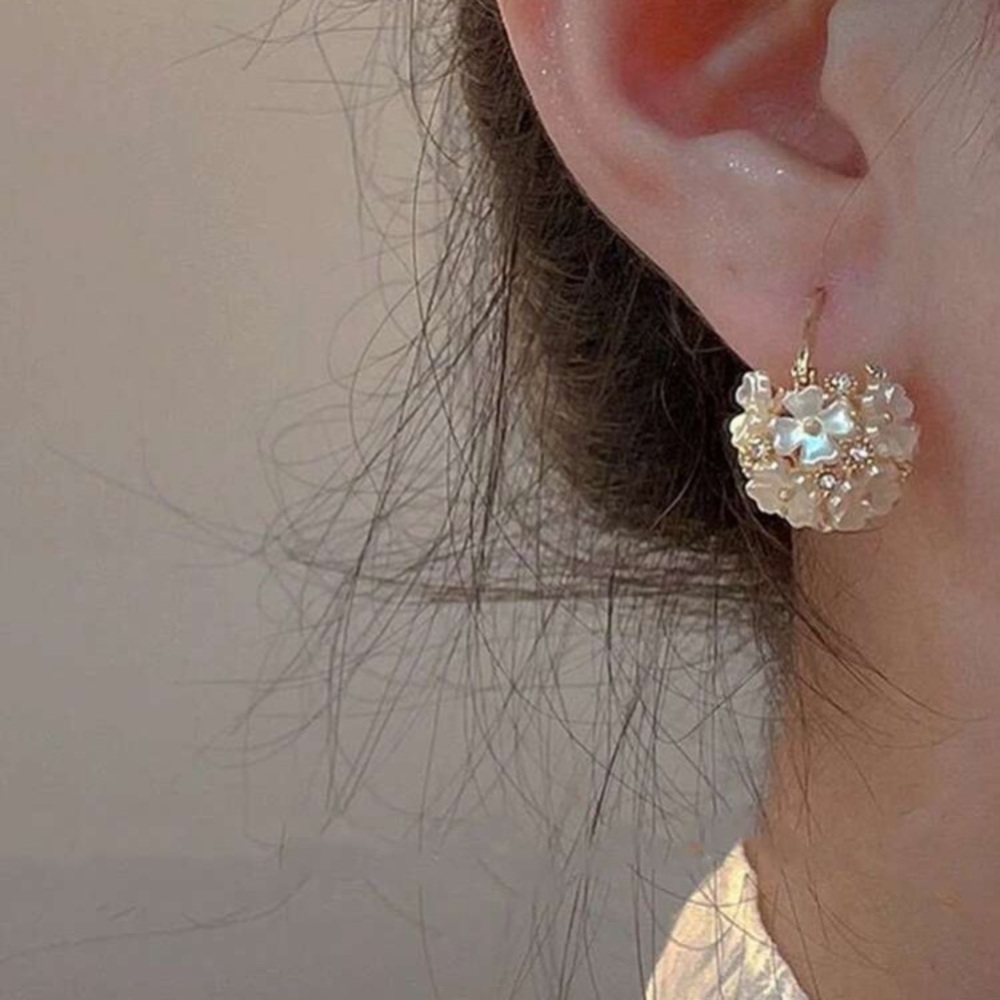 Elegant Gold and White Floral Earrings